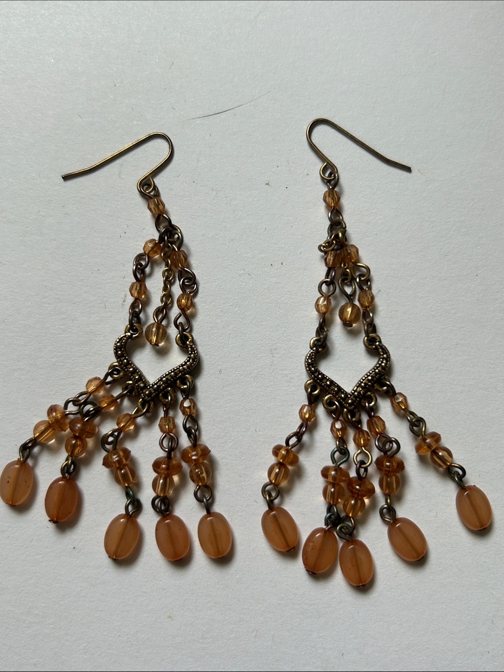 Amber Bead Dangle Chandelier Earrings - Women Jewelry j25